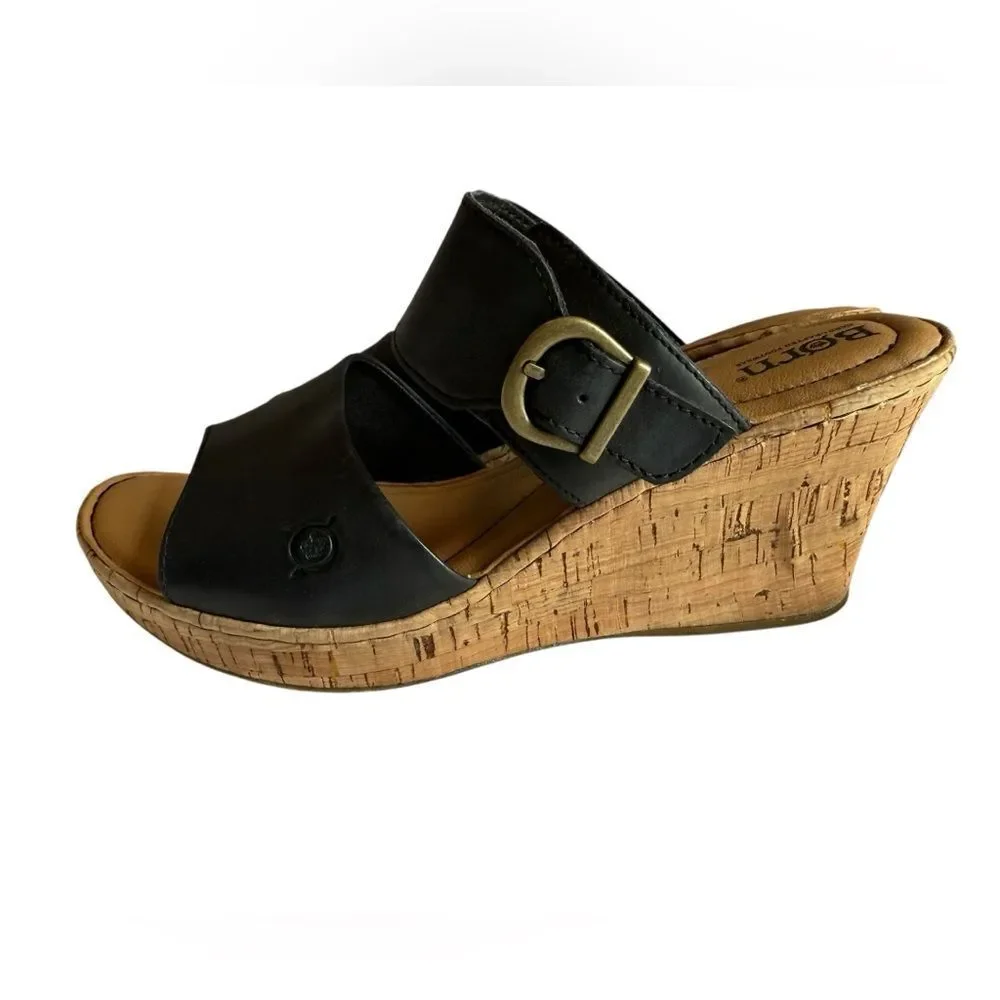 Børn Black Leather Wedges Women’s Size 10 Like New